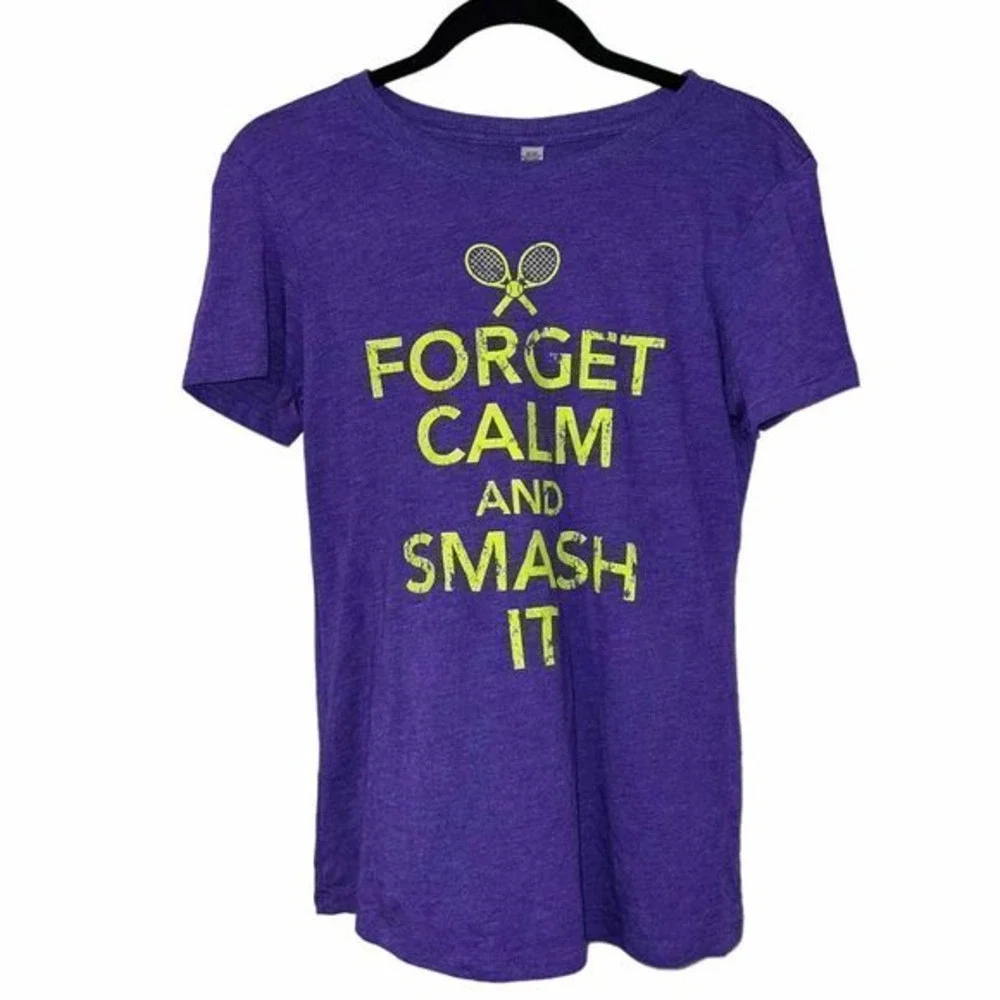 Forget Calm and Smash It tennis graphics Fitted T-Shirt - Picture 1 of 12
